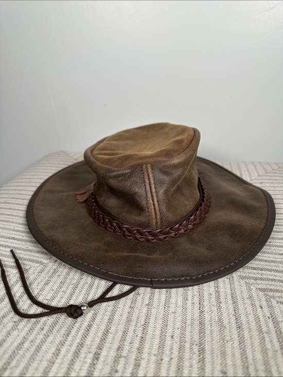 American Hat Makers Crusher Leather Cowboy Hat Premium Crushable Outback Size M main image 7